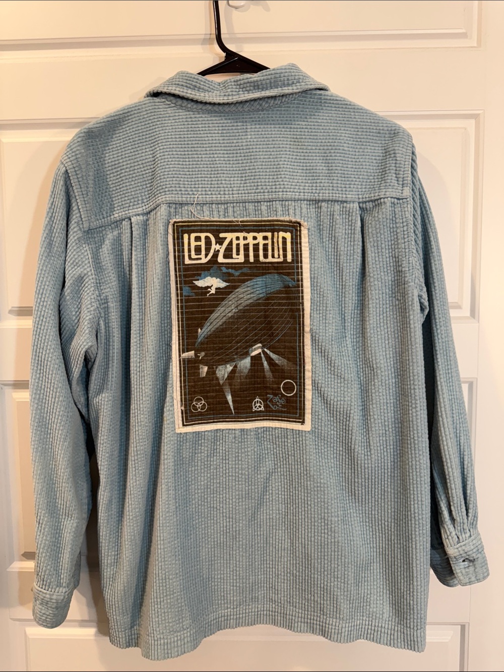 Upcycled LED Zepplin shirt LL bean corduroy vintage shirt size large